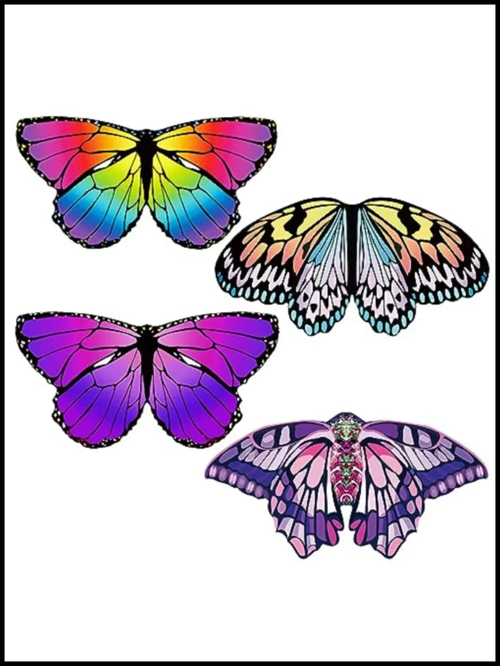 4-Piece Butterfly Costume Wings Set Pretend Play Dress Up Halloween Party Favor